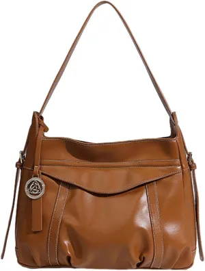 Vintage Shoulder Bags for Women PU Leather Tote Crossbody Purse Soft Handbags Large Capacity Satchels