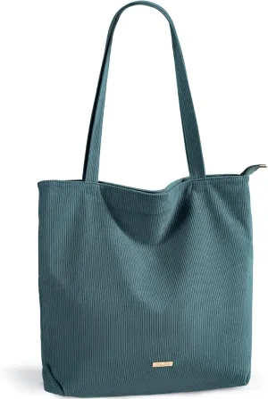 WantGor Women Corduroy Tote Bag, Large Shoulder Hobo Bags Casual Zipper Handbags Work Travel Shopping Bag with Pockets