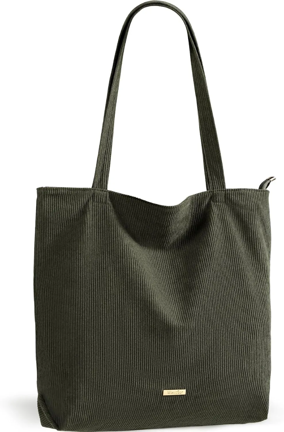 WantGor Women Corduroy Tote Bag, Large Shoulder Hobo Bags Casual Zipper Handbags Work Travel Shopping Bag with Pockets