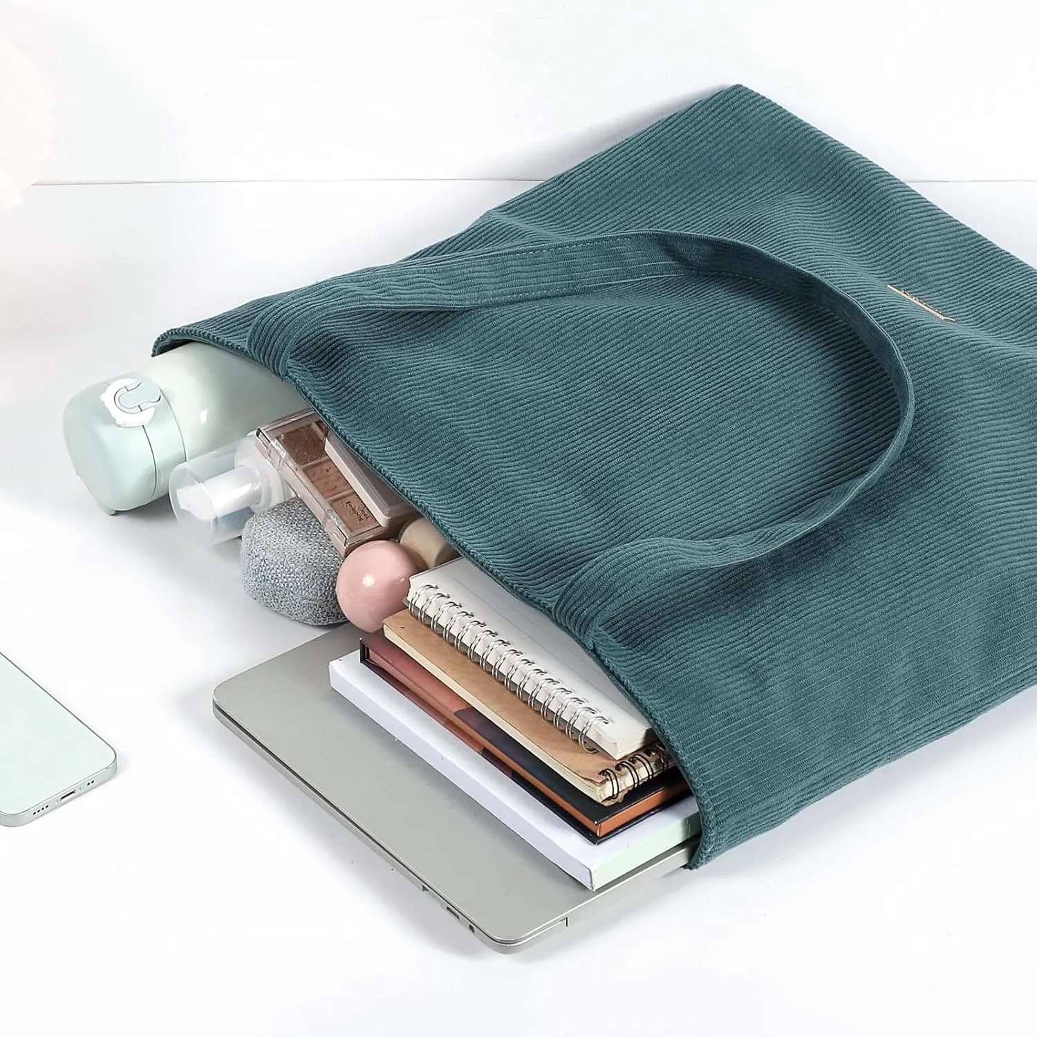 WantGor Women Corduroy Tote Bag, Large Shoulder Hobo Bags Casual Zipper Handbags Work Travel Shopping Bag with Pockets