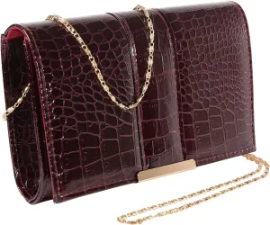 WGS Stylish Women's Clutches with Chain Strap Case Evening Bag for Cards, Money, Phone, Make-up Kits, Wallet
