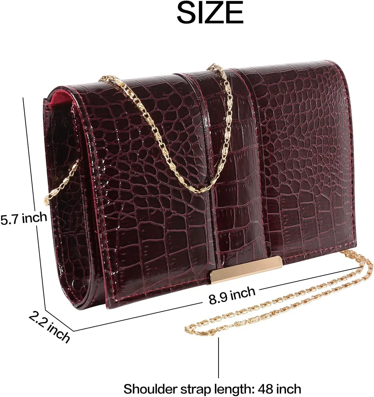 WGS Stylish Women's Clutches with Chain Strap Case Evening Bag for Cards, Money, Phone, Make-up Kits, Wallet