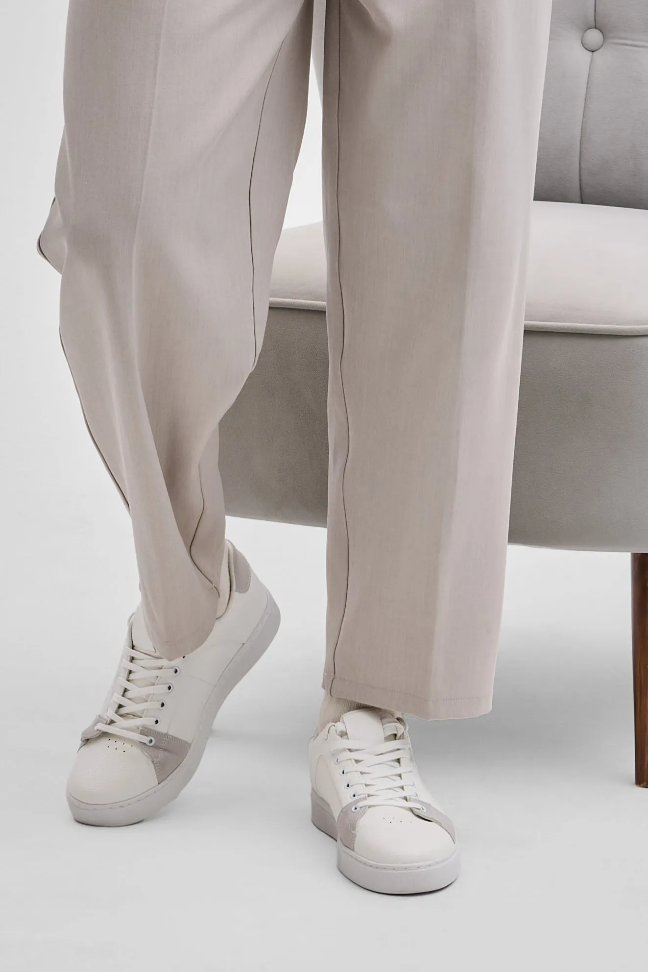White Textured Sneakers