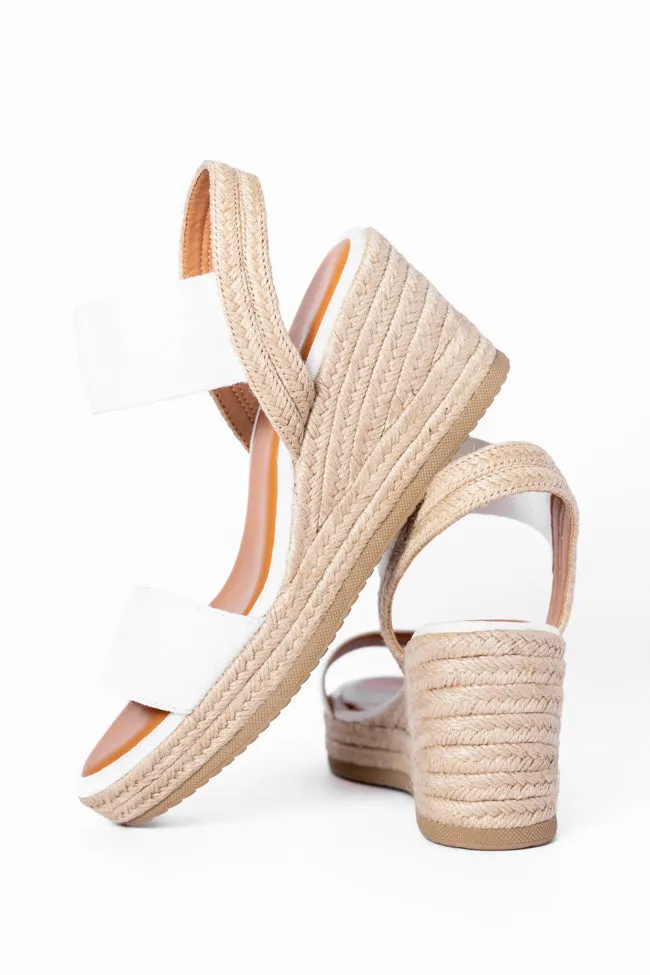 Whitnie White Double Strap Wedges