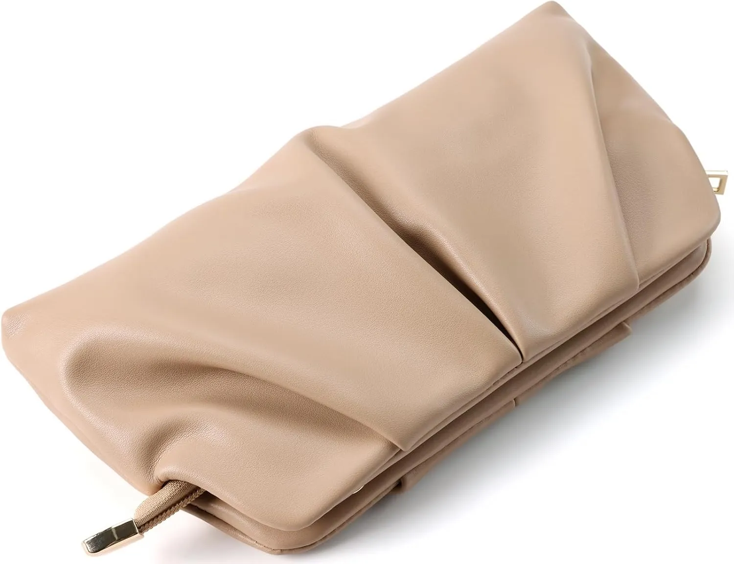 Women Clutch Bag Dressy Formal Handbag Pleated PU Clutch Purse Detachable Chain Crossbody Bag