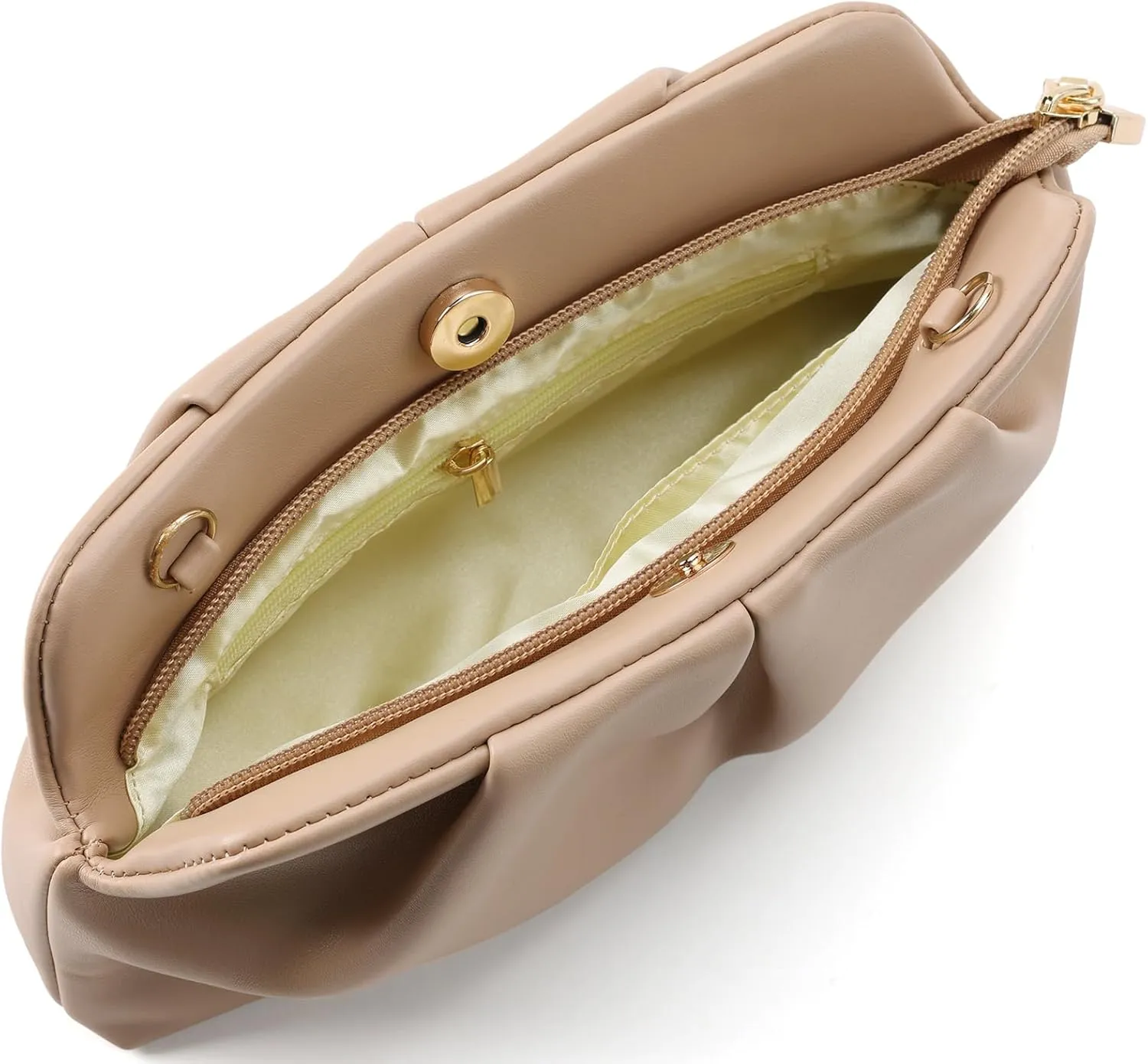 Women Clutch Bag Dressy Formal Handbag Pleated PU Clutch Purse Detachable Chain Crossbody Bag