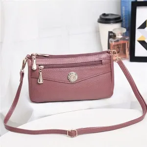 Women Handbags Shoulder Bags, Satchel Tote Bag, Small Fashion Shoulder Bags for Women Soft Leather mama Handbags Crossbody Messenger Bag Purse Solid Color Clutch (Color : Darkpink)