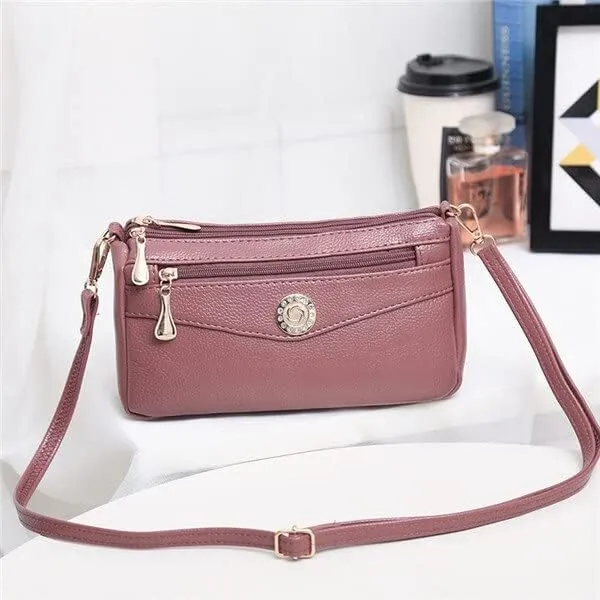 Women Handbags Shoulder Bags, Satchel Tote Bag, Small Fashion Shoulder Bags for Women Soft Leather mama Handbags Crossbody Messenger Bag Purse Solid Color Clutch (Color : Darkpink)
