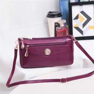 Women Handbags Shoulder Bags, Satchel Tote Bag, Small Fashion Shoulder Bags for Women Soft Leather mama Handbags Crossbody Messenger Bag Purse Solid Color Clutch (Color : Purple)