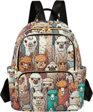 Women Mini Backpack Purse Bag Lightweight Casual Daily Travel Backpack Colorful Alpaca Llama Animal Back Pack Fashion Multipurpose Shoulder Bag,S