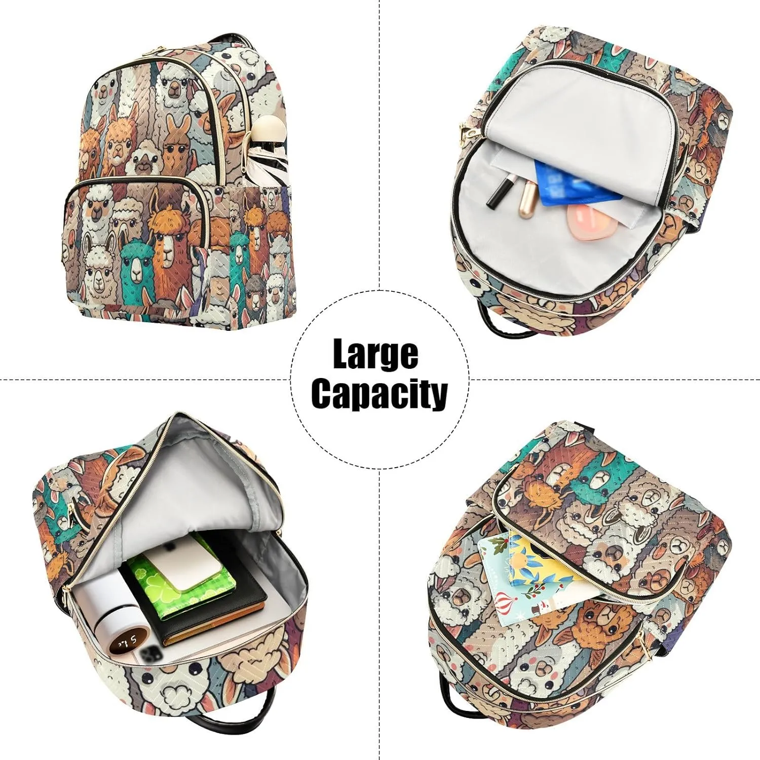 Women Mini Backpack Purse Bag Lightweight Casual Daily Travel Backpack Colorful Alpaca Llama Animal Back Pack Fashion Multipurpose Shoulder Bag,S