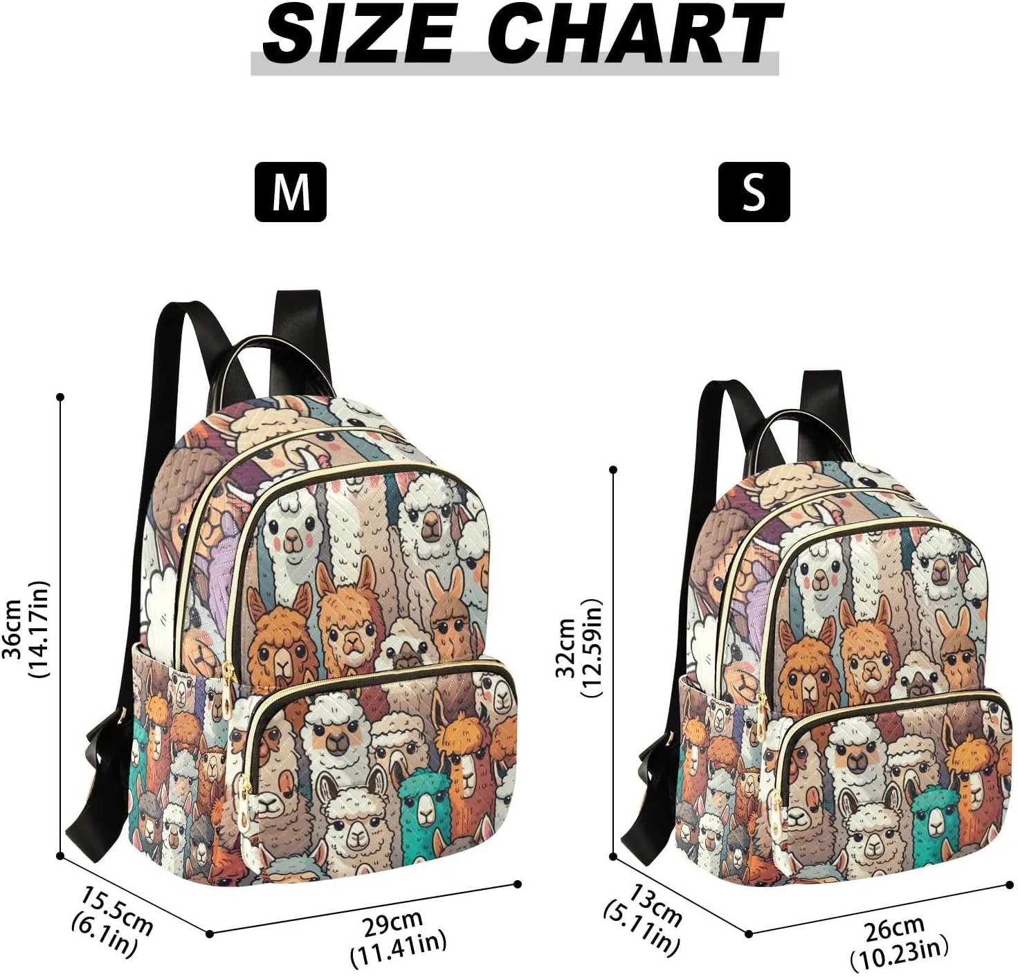 Women Mini Backpack Purse Bag Lightweight Casual Daily Travel Backpack Colorful Alpaca Llama Animal Back Pack Fashion Multipurpose Shoulder Bag,S