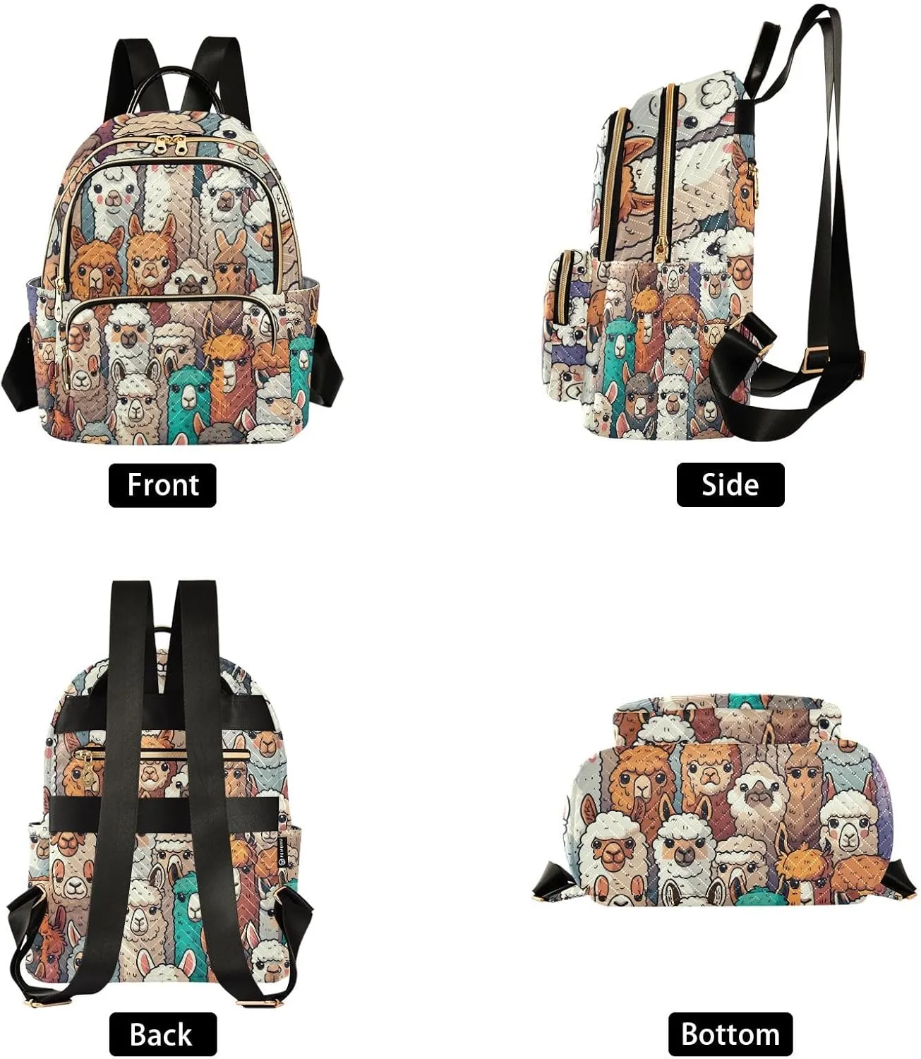 Women Mini Backpack Purse Bag Lightweight Casual Daily Travel Backpack Colorful Alpaca Llama Animal Back Pack Fashion Multipurpose Shoulder Bag,S