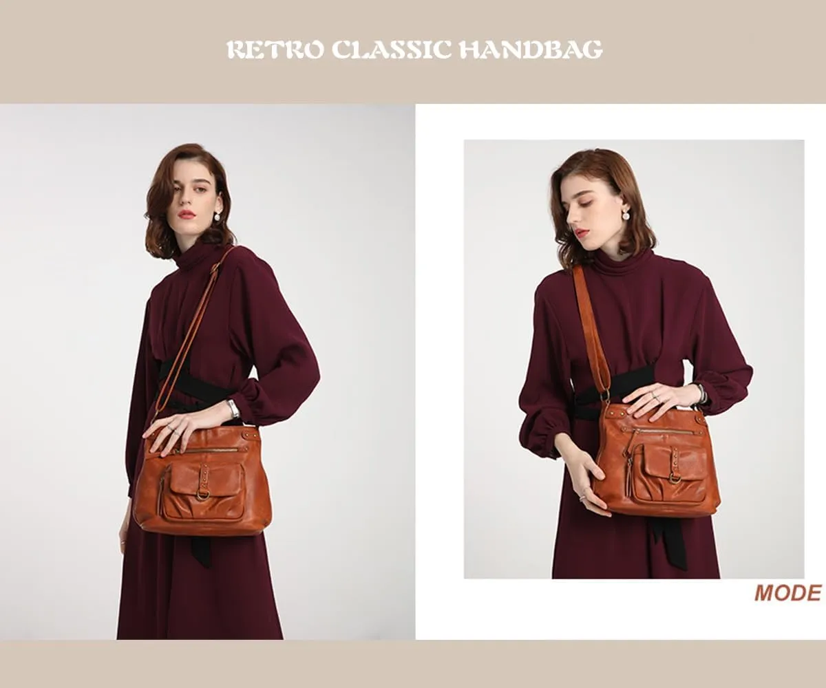Women Shoulder Handbag Roomy Multiple Pockets Bag Ladies Crossbody Purse Fashion PU Leather Tote Satchel