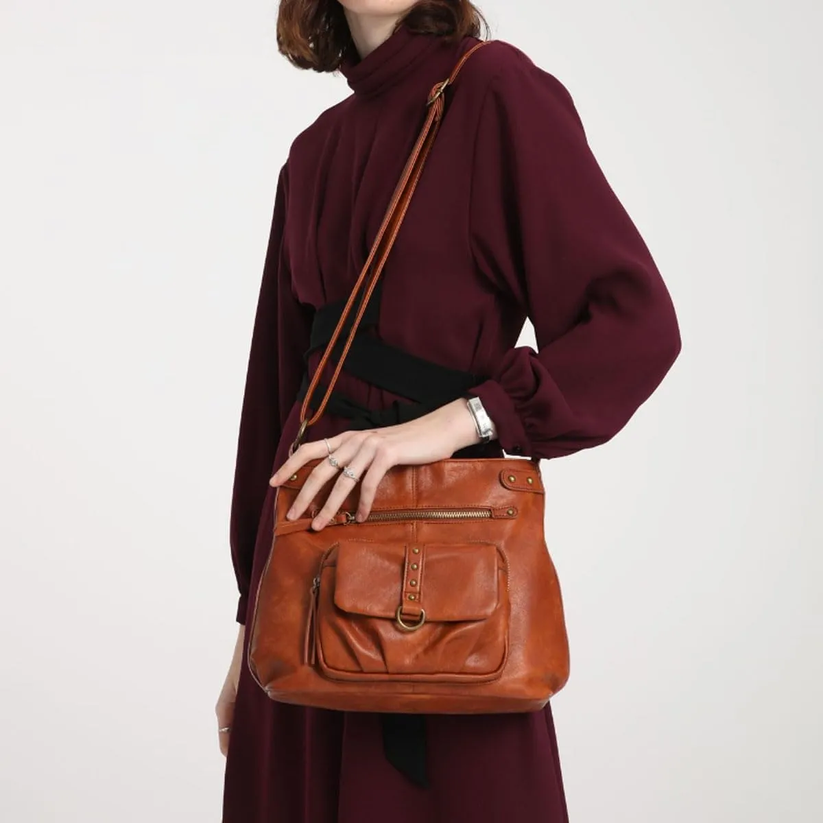 Women Shoulder Handbag Roomy Multiple Pockets Bag Ladies Crossbody Purse Fashion PU Leather Tote Satchel