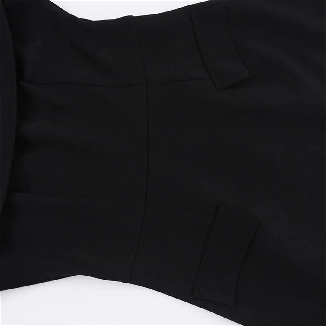 Women Slash Neck Long Sleeve High Waist Mini Dress Female Solid Spliced Pockets Mini Dresses