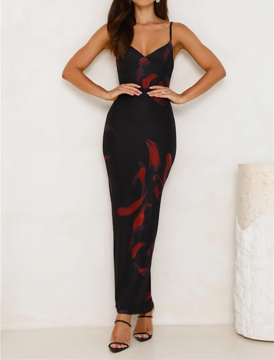 Women Spaghetti Strap Tie Shoulder Floral Maxi Dress Y2k Lace Trim Ruffle Long Dress Summer Boho Flowy Sundress
