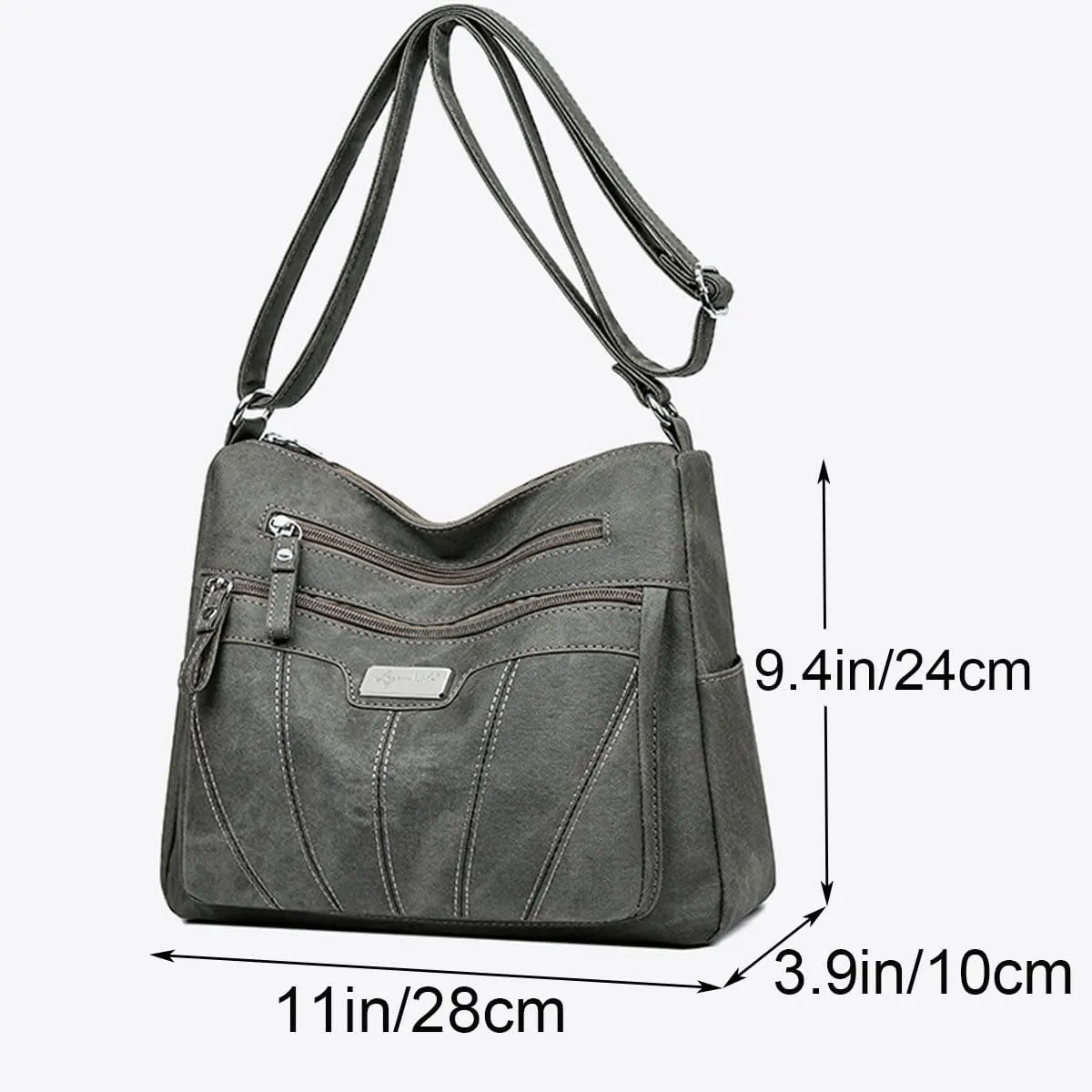 Women Zipper Shoulder Bag Multiple Pockets Ladies Crossbody Purse Leather Tote Roomy Top Handle Satchel