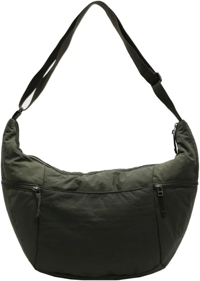 Women's Corduroy Crossbody Bags Casual Zipper Tote Handbags Sling Purse Crescent Shoulder Bag Satchel Work Gym