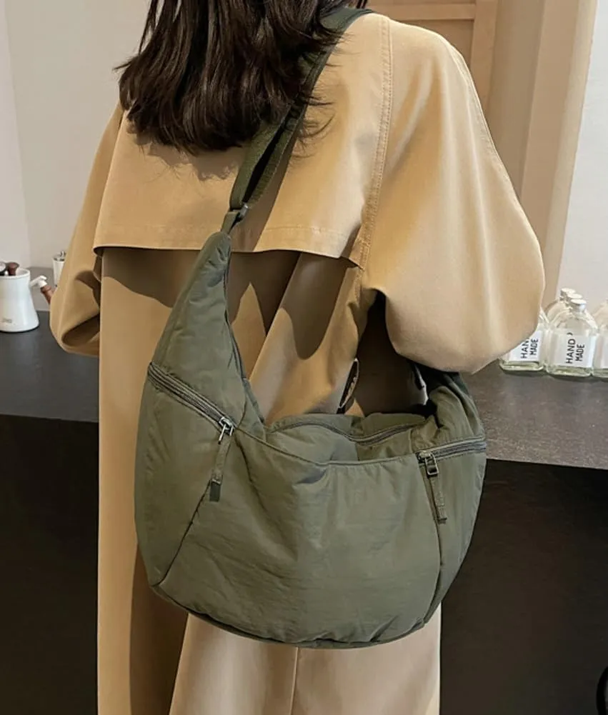Women's Corduroy Crossbody Bags Casual Zipper Tote Handbags Sling Purse Crescent Shoulder Bag Satchel Work Gym