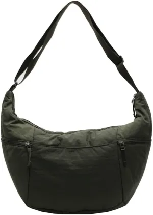 Women's Corduroy Crossbody Bags Casual Zipper Tote Handbags Sling Purse Crescent Shoulder Bag Satchel Work Gym