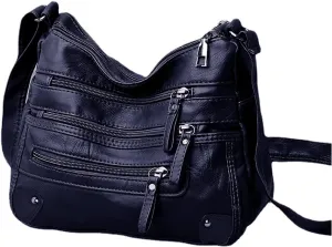 Women's Crossbody Bag Soft PU Leather Handbags Ladies Shoulder Bags Satchel Purse Multi-Pocket Messenger Bag