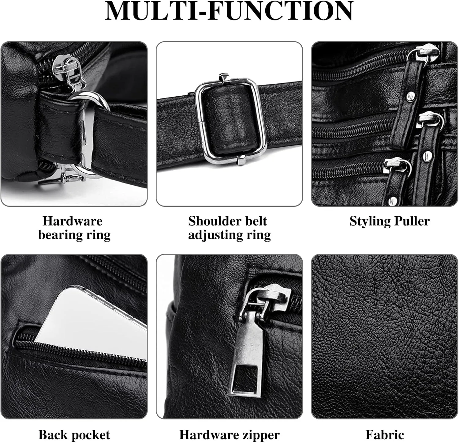 Women's Crossbody Bag Soft PU Leather Handbags Ladies Shoulder Bags Satchel Purse Multi-Pocket Messenger Bag