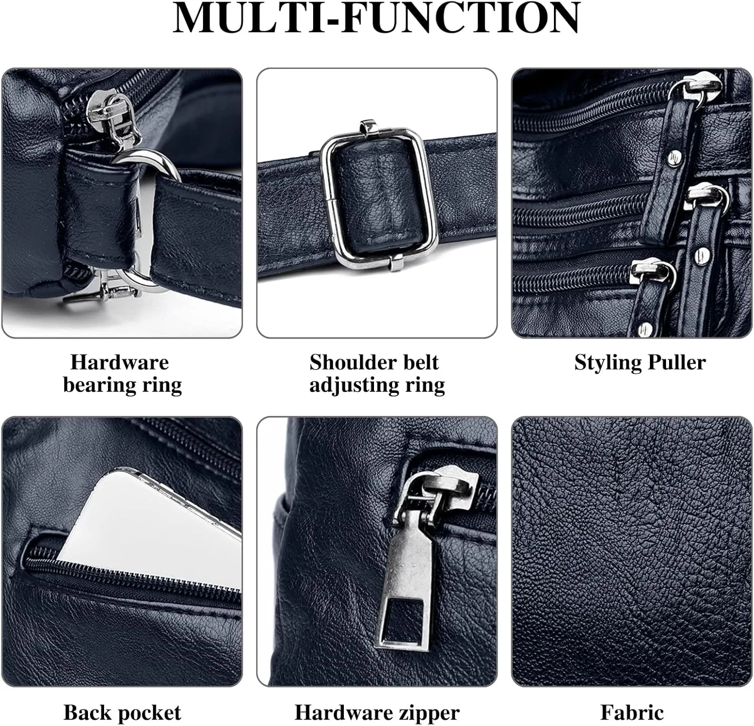 Women's Crossbody Bag Soft PU Leather Handbags Ladies Shoulder Bags Satchel Purse Multi-Pocket Messenger Bag