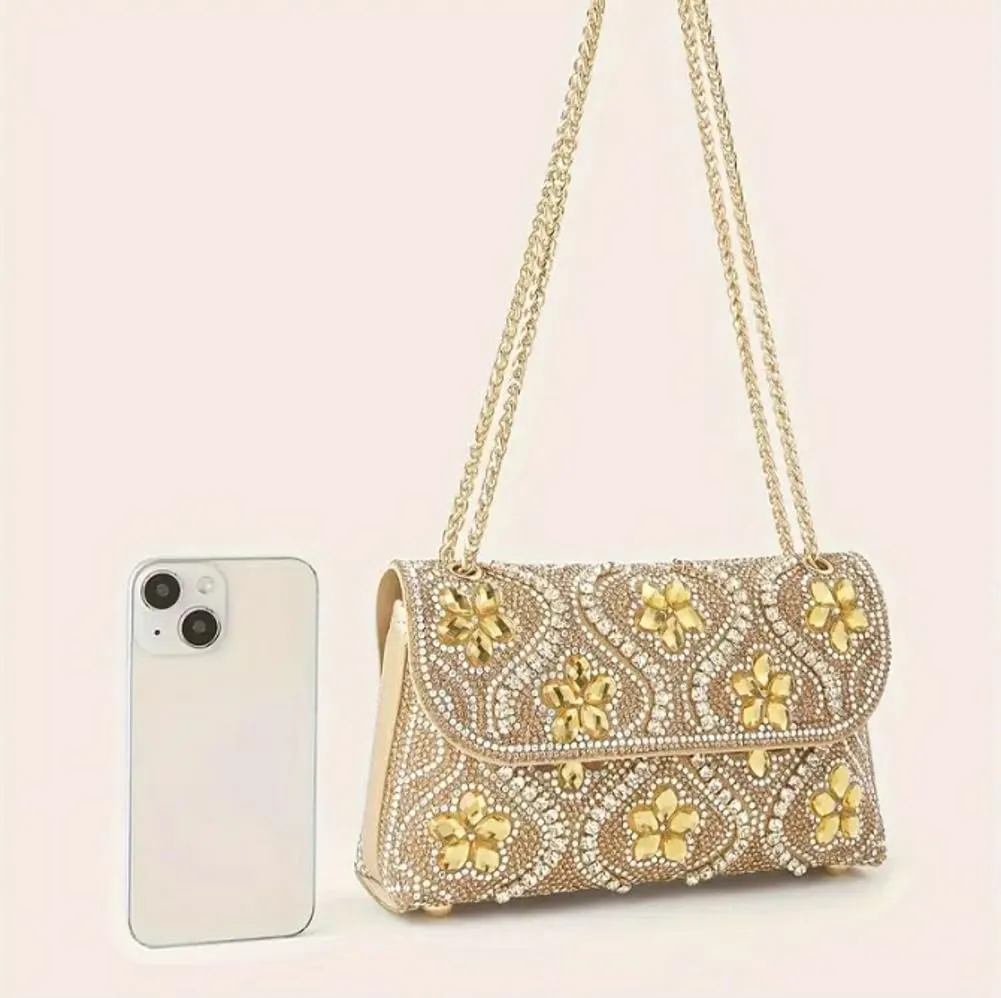 Women's Evening Clutch Purses Trendy flowers Rhinestone Bag Luxury Handbags for Weddings Formal Prom Party 2025