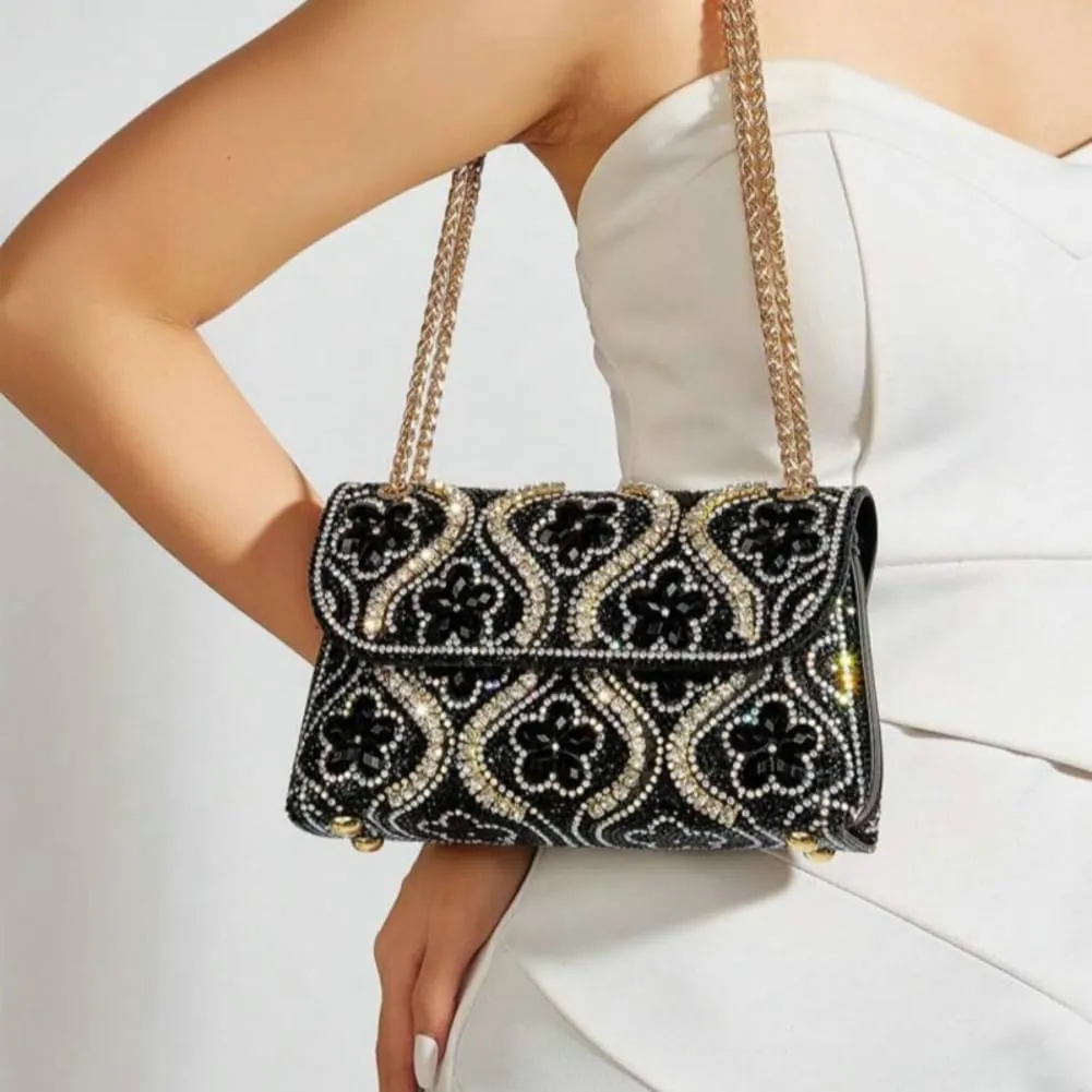 Women's Evening Clutch Purses Trendy flowers Rhinestone Bag Luxury Handbags for Weddings Formal Prom Party 2025