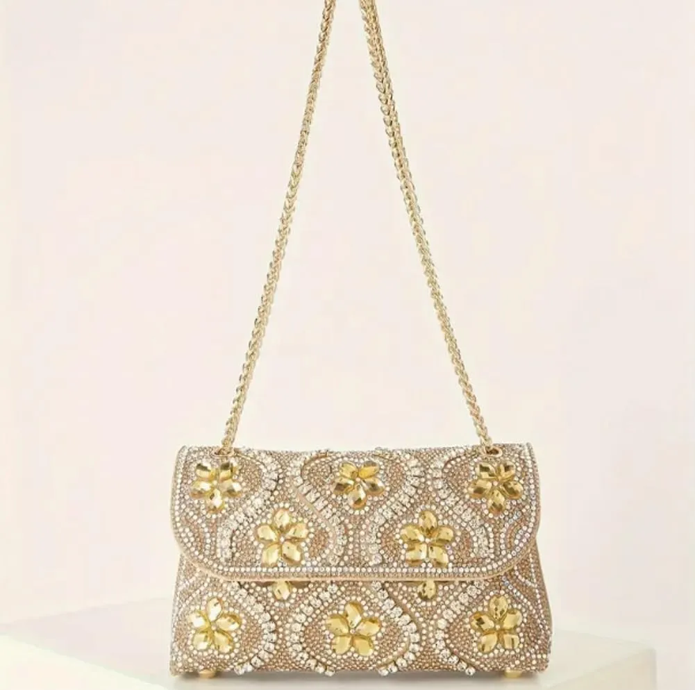 Women's Evening Clutch Purses Trendy flowers Rhinestone Bag Luxury Handbags for Weddings Formal Prom Party 2025