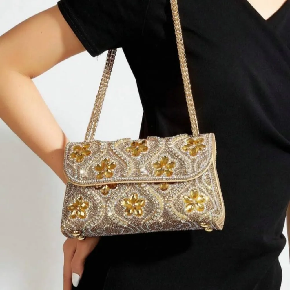 Women's Evening Clutch Purses Trendy flowers Rhinestone Bag Luxury Handbags for Weddings Formal Prom Party 2025