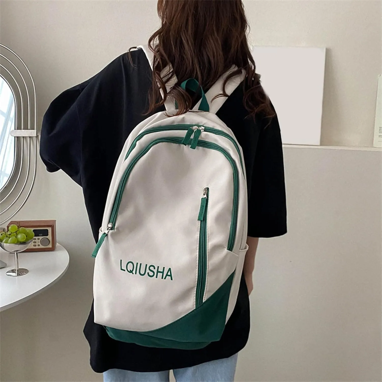 Women's Fashion Casual Shoulder Bag Adjustable Shoulder Belt Zipper Backpacks Fashion Bags for Travel Work Gift(White)