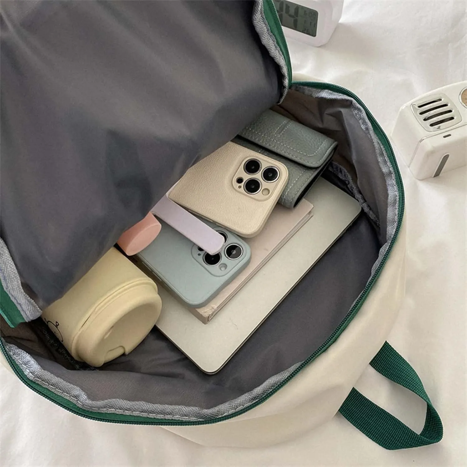Women's Fashion Casual Shoulder Bag Adjustable Shoulder Belt Zipper Backpacks Fashion Bags for Travel Work Gift(White)