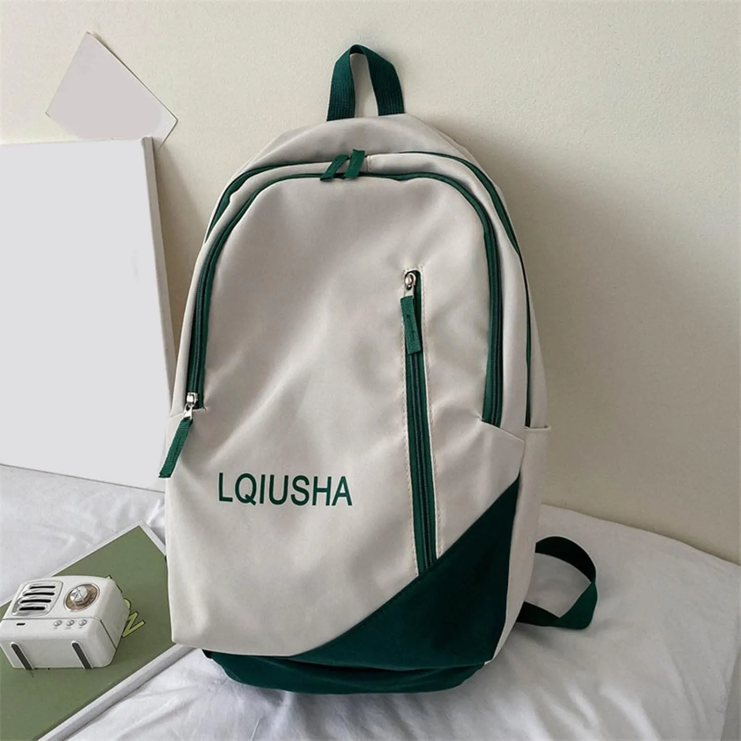 Women's Fashion Casual Shoulder Bag Adjustable Shoulder Belt Zipper Backpacks Fashion Bags for Travel Work Gift(White)
