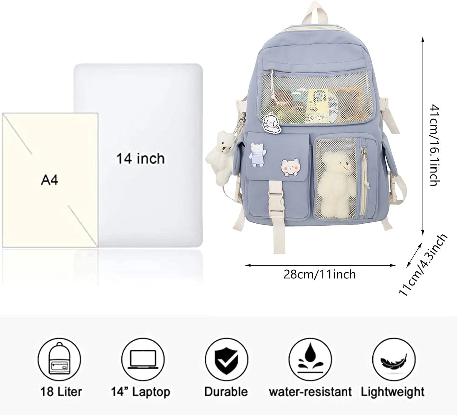 Women's Fashion Cloth Outdoor Travel Bag Soft Rucksack Ladies Shoulder Bags Medium Multipurpose Design Backpack(Blue)