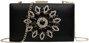 Womens Rhinestone Evening Purses Clutch Formal Party Clutches Wedding Crossbody Bag with Chain Cocktail Handbag