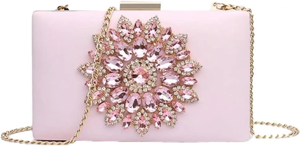 Womens Rhinestone Evening Purses Clutch Formal Party Clutches Wedding Crossbody Bag with Chain Cocktail Handbag