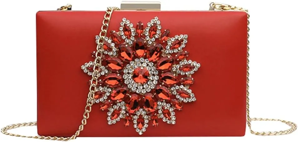 Womens Rhinestone Evening Purses Clutch Formal Party Clutches Wedding Crossbody Bag with Chain Cocktail Handbag