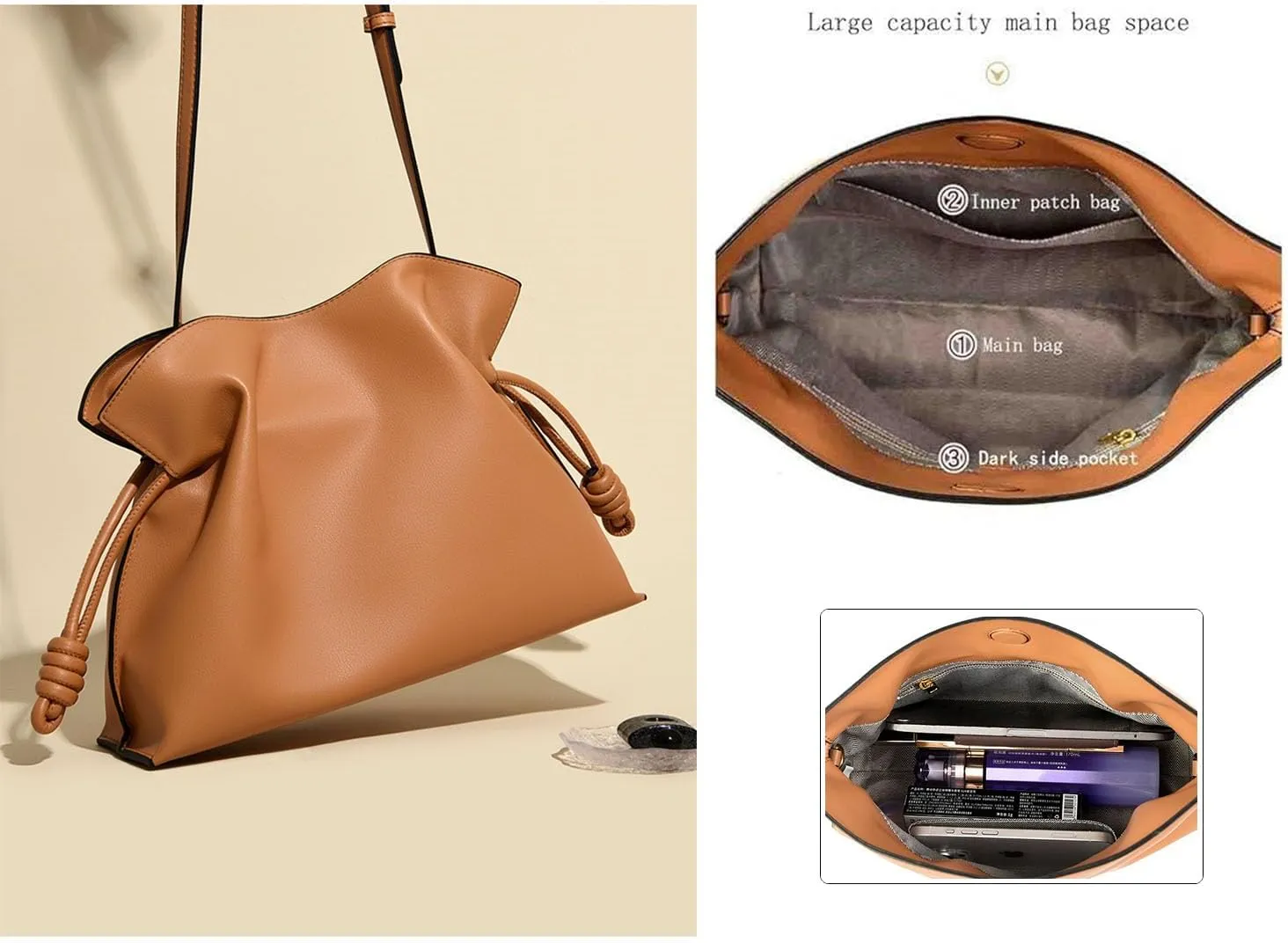 Women's Shoulder Bags Handbags Soft Drawstring Purses Convertible Clutch Crossbody Bag