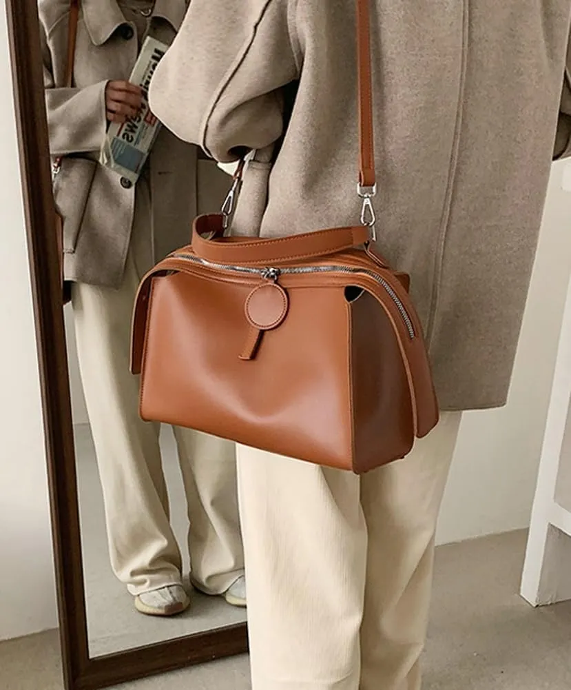 Women's Soft Crossbody Handbag Large Tote Bags Fashion PU Leather Satchel Purse Zipper Shoulder Bags