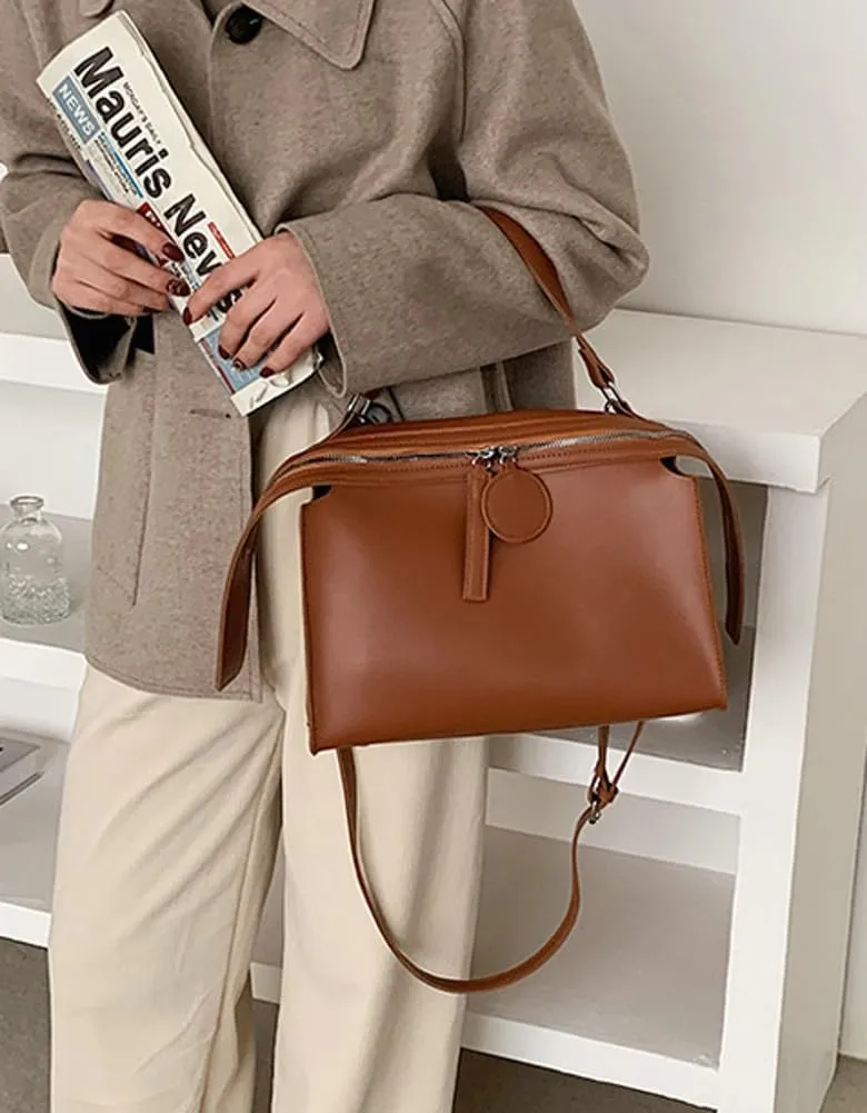 Women's Soft Crossbody Handbag Large Tote Bags Fashion PU Leather Satchel Purse Zipper Shoulder Bags