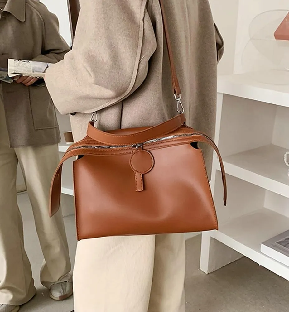 Women's Soft Crossbody Handbag Large Tote Bags Fashion PU Leather Satchel Purse Zipper Shoulder Bags