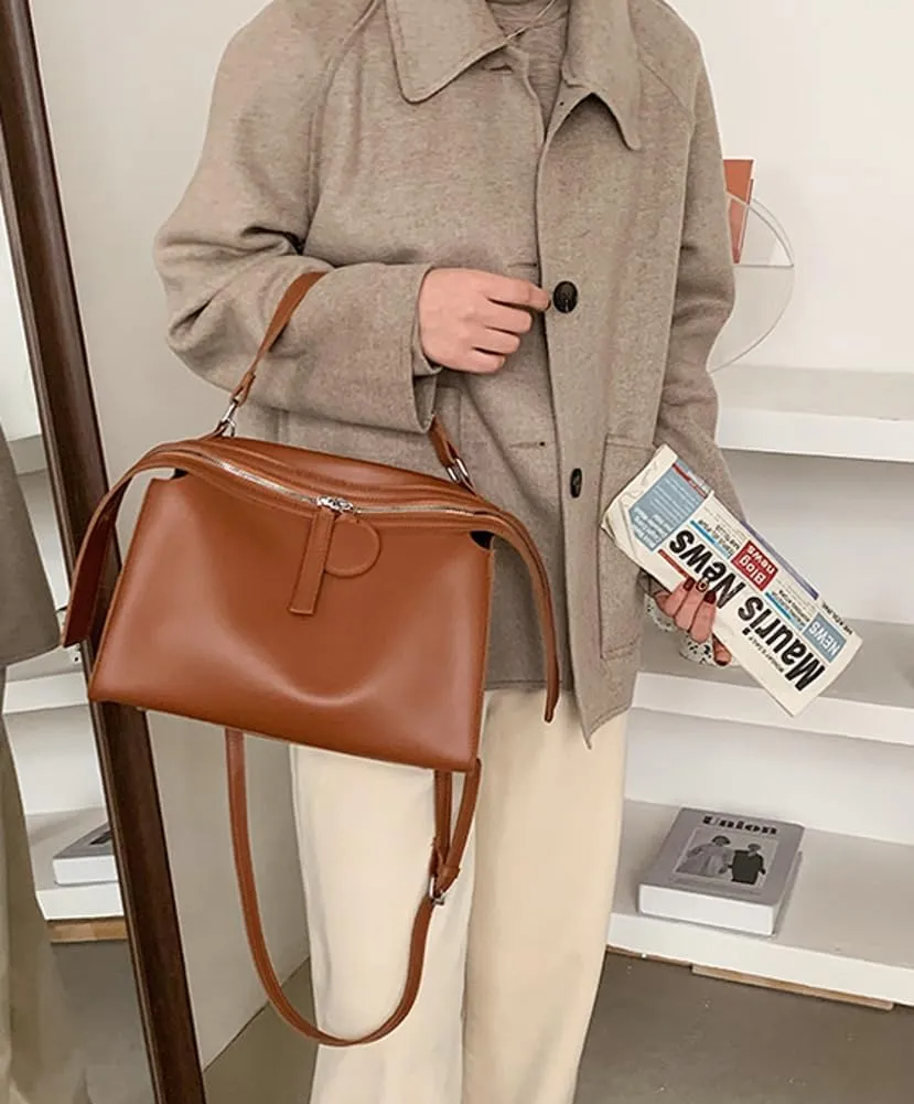Women's Soft Crossbody Handbag Large Tote Bags Fashion PU Leather Satchel Purse Zipper Shoulder Bags