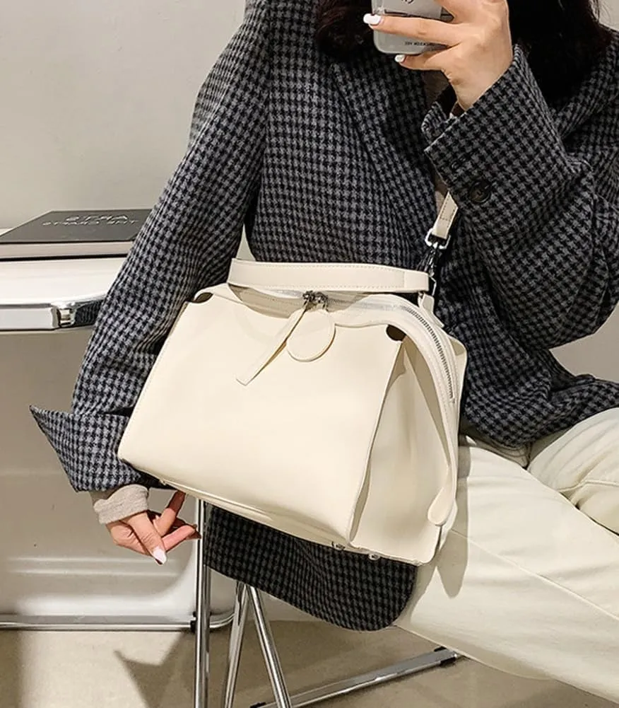 Women's Soft Crossbody Handbag Large Tote Bags Fashion PU Leather Satchel Purse Zipper Shoulder Bags