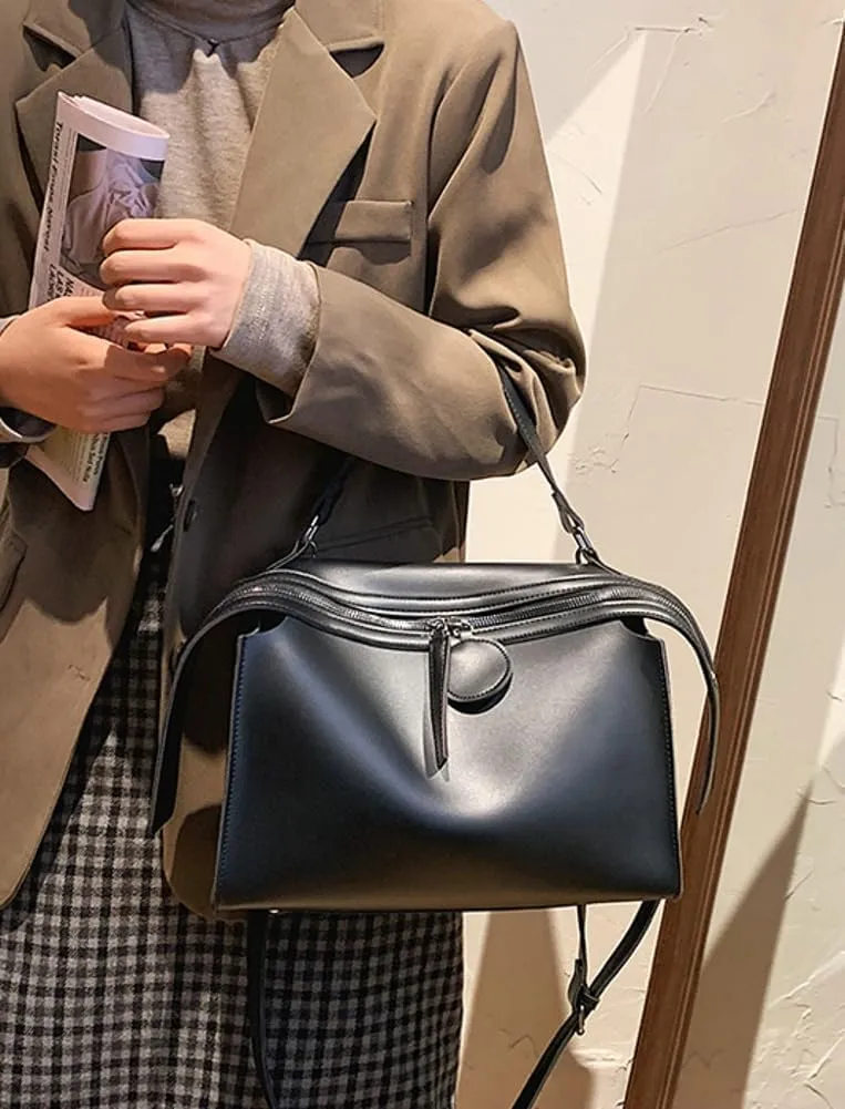Women's Soft Crossbody Handbag Large Tote Bags Fashion PU Leather Satchel Purse Zipper Shoulder Bags