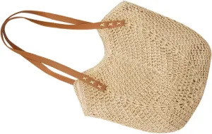 Woven Straw Tote Bag for Women Stylish Beach Handbag Capacity Shoulder Bag for Summer Outings and Vacations Lightweight and Versatile Craftsmanship