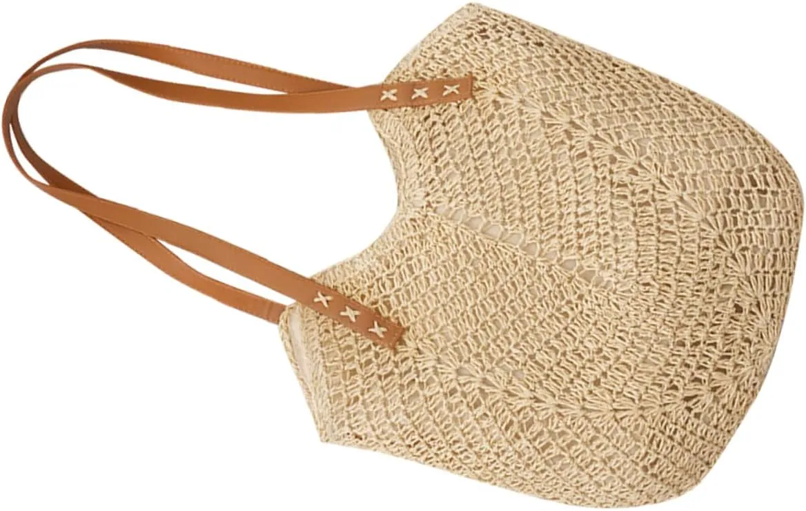 Woven Straw Tote Bag for Women Stylish Beach Handbag Capacity Shoulder Bag for Summer Outings and Vacations Lightweight and Versatile Craftsmanship