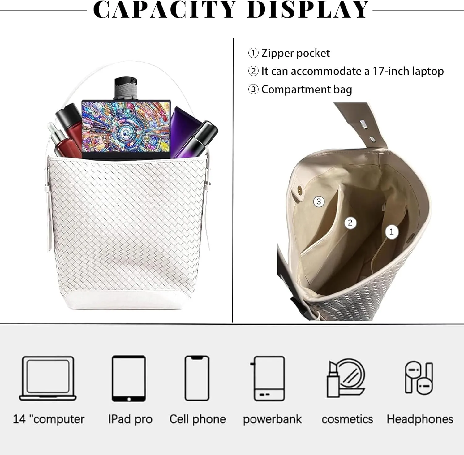 Woven Tote Bag For Women, Fashion Crossbody Shoulder Bag, Casual Top-handle Handbags, and Travel Purses Phone Bag