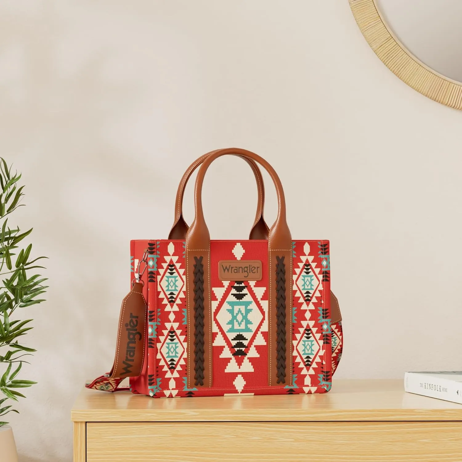 Wrangler Aztec Tote Bag for Women Boho Shoulder Purses and Handbags